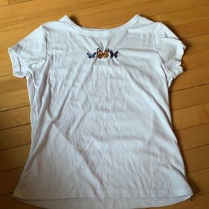 White t-shirt with embroidered butterflies